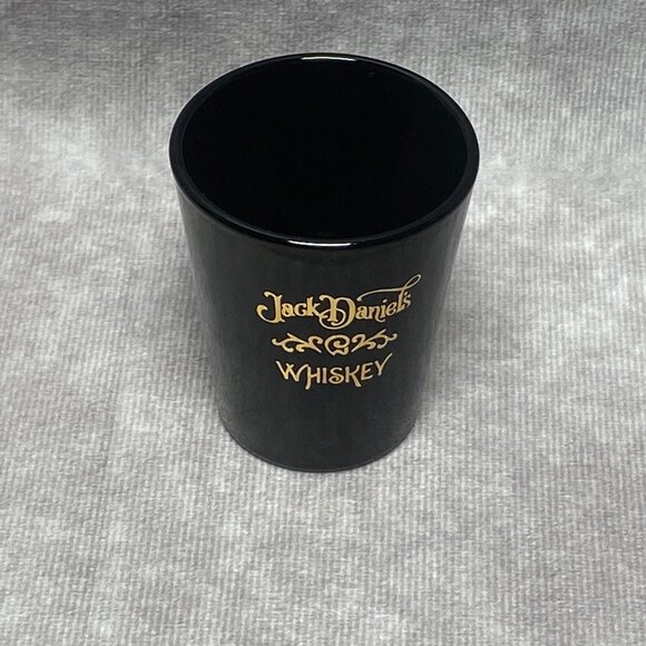 Jack Daniel's Vintage Black Ceramic Shot Glass Gold Lettering Whiskey Libbey - Picture 2 of 9